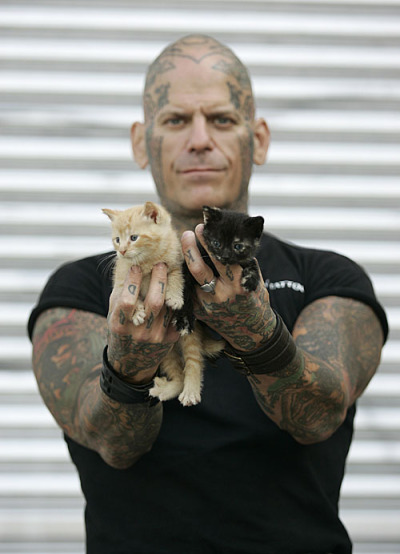 Aww. Bikers with kittens. Tattoos and puppies. (Rescue Ink&#8230;
