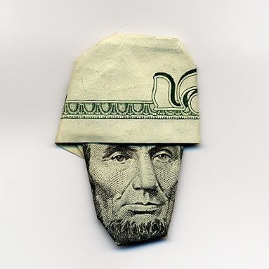 Abraham Lincoln money origami!