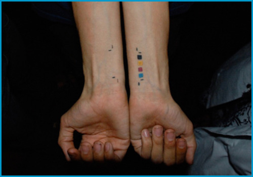 simko: CMYK and crop mark tattoo… (via) Damn! I&#8217