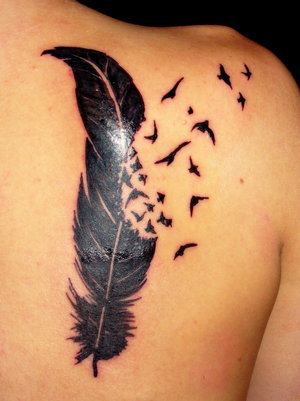 flock of birds tattoo. “Birds of a feather flock