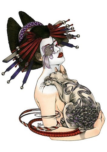 alt="Geisha Tattoo Design" style="border-color:#111;border-style:double