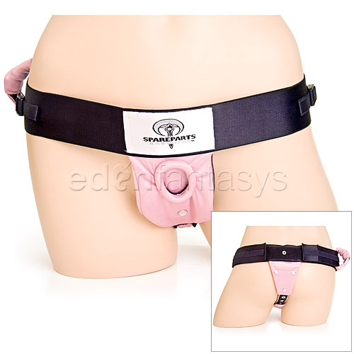 theo harness by Spare Pants Can stretch to accomodate most any dildo yet 
