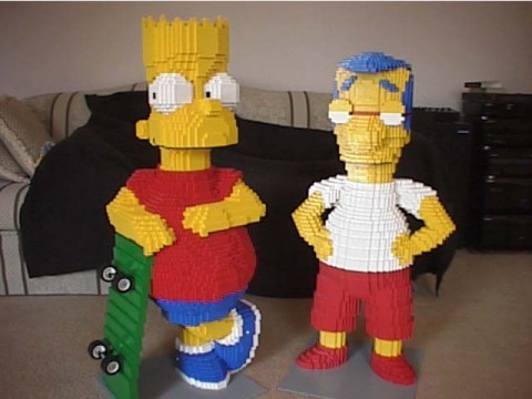 Bart And Milhouse LEGO Statues Gear Live