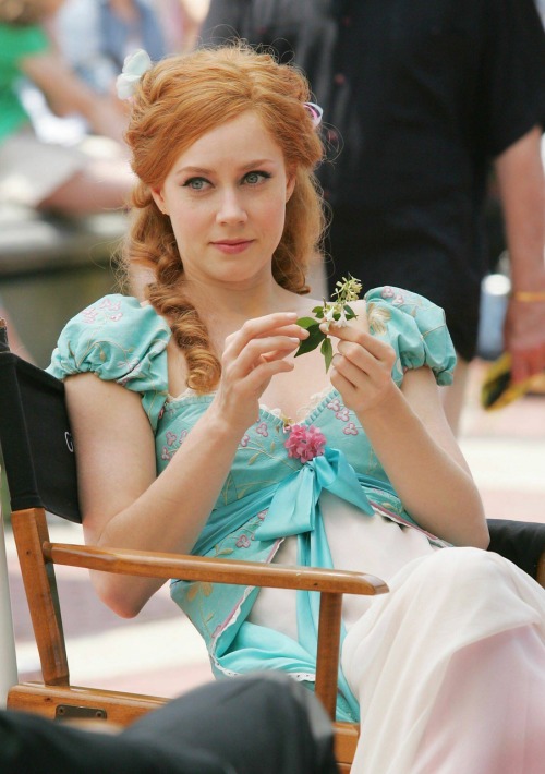 amy adams enchanted dress. Amy Adams while filming