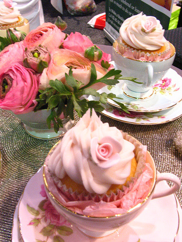 Tea party cupcakes. I really love how they match the china.