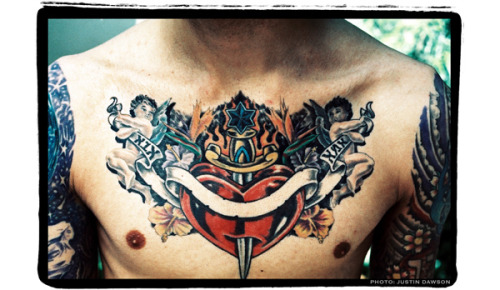 jewish tattoo. Tattoo Jew reads between the
