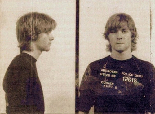 dinosaurfootiepajamas:

Kurt Cobain’s mug shots.