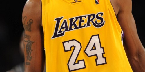 kobe bryant lakers jersey. Lakers#39; Kobe Bryant once