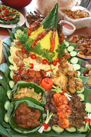 indonesian food rice. Nasi Tumpeng, an Indonesian