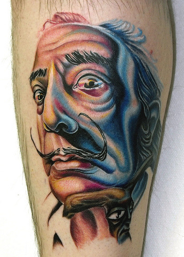 Salvador Dali by Matt Hixon tattoo artist At Cherry Bomb In Martinsburg 