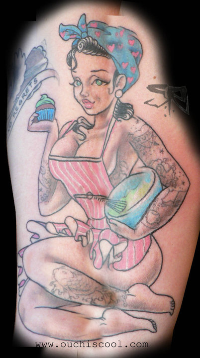 zess: My ninth tattoo, an awesome pin up girl for my mummy. Done