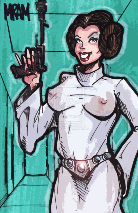 Princess Leia from artist MRAM George Lucas's rule 1 there is no bra in 
