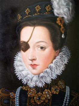 Ana de Mendoza y de la Cerda was born in 1540. She was the only child of the count of Melito. Her parents were Diego Hurtado de Mendoza and Catalina de Silva . It seems that her parents did not have a good relationship and that her father did not care much about her. It is said that being a child she suffered an accident with a sword. The point of the sword got into her right eye. Since then she wore her famous eyepatch which made her so popular at the court. For her it was like a jewel and she wore different types.