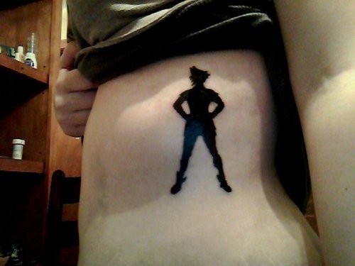 peter pan tattoo. It#39;s a silhouette of Peter Pan