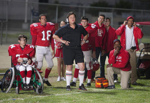 GLEE: Coach Beiste (guest star Dot Marie Jones, C) and the football team  watch from the sidelines in the &#8220;Grilled Cheesus&#8221; episode of GLEE  airing Tuesday, Oct. 5 (8:00-9:00 PM ET/PT) on FOX. ©2010 Fox  Broadcasting Co. CR: Adam Rose/FOX HQ: http://img830.imageshack.us/img830/5383/203gleeep203sc25030.jpg