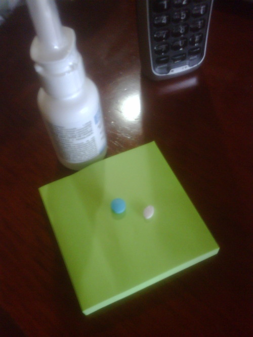 Guess what. I’m under medication again… now I have to take two pills and some drops… -.-
