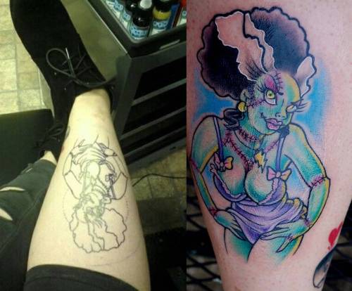  going over tattoos i wanted with my artist and i said zombie pin up 