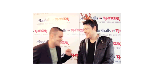   Reporter: Favorite Christmas Carol to sing?Cory: My Two Front Teeth.Mark: His Two Monteith. [punches Cory]Cory: [cracking up] STOP! [hits Mark back]Mark: Damn…!Cory: He’s on fire today!Mark: I’m on fire today! 