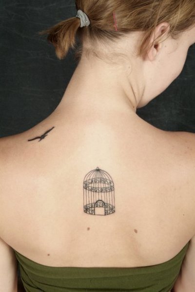 Free bird empty birdcage back What a beautiful tattoo to represent 