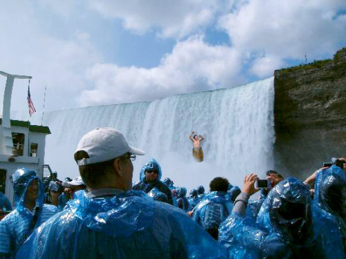 Barrel Rob. A trip to Canada sounds good.

——-

Jumping Rob goes over the falls.