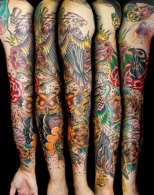 traditional sleeve tattoo