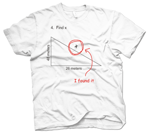 This find x shirt is simple and to the point, as all math should be.
