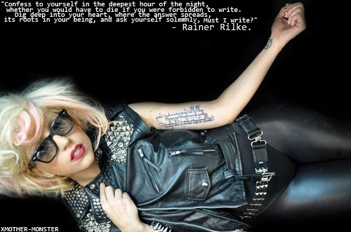 Lady Gaga 8217s arm tattoo quote from Rainer Rilke Letters to