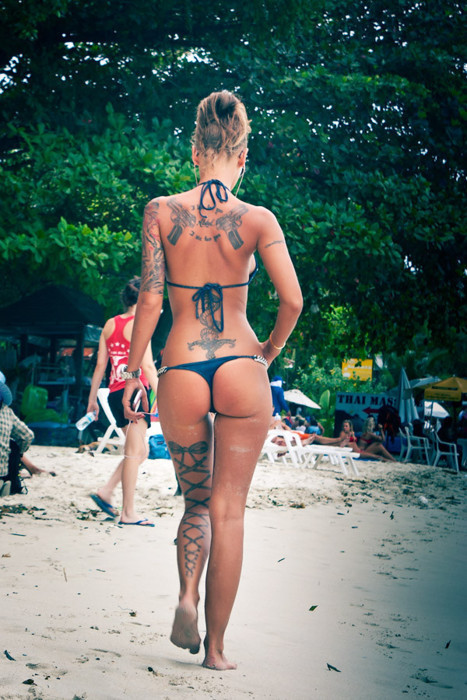 girl blonde sexy tattoo tattoos beach hot sex ass bikini body
