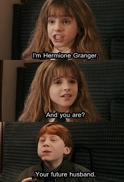 agentefingequeesquece:    - Eu sou Hermione Granger. E você é? - Seu futuro marido. 