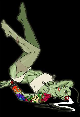 i want a zombie pin up tattoo so bayuuudddd via thepinupgal 