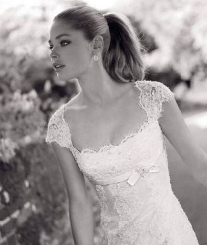 Beautiful capsleeved lace gown Wedding Gown