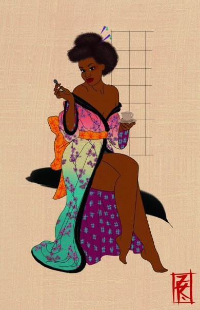 Kimono Girl for Japafronese Art Show West End Tattoo and Art Gallery in 