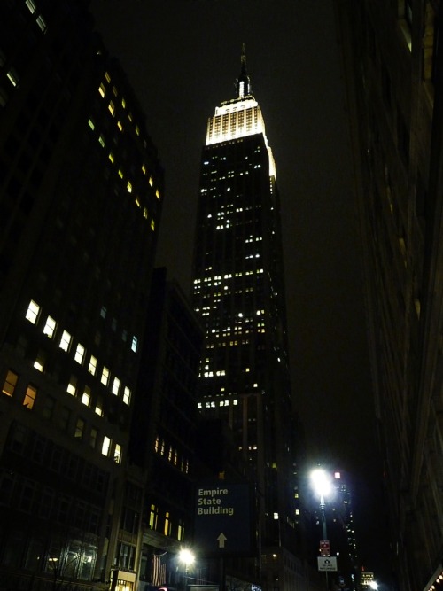 nythroughthelens:

Empire State Building. Midtown, Manhattan.
I have always loved that sign. I know it’s supposed to indicate that the Empire State Building is up the block a bit but in my mind it also is informing people that they should look up (as if one could miss it!).
(Clicking through the photo will take you to where it is located on Flickr where you can see larger versions and/or more information.)
