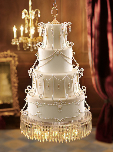 Something Old vintage chandelier inspired wedding cake via Betty Crocker 