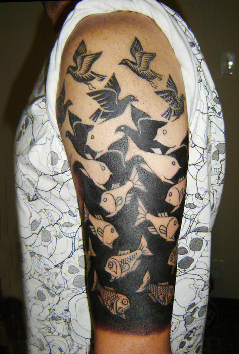  birds fish awesome tattoo tattoo sleeve half sleeve