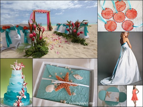 Turquoise and coral wedding Repinned onto Good lil bridesmaid from 