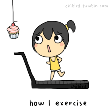 CUPCAKE. this is also known as cruel and unusual punishment. D: poor Jacqueline is not smart enough to get off the treadmill.