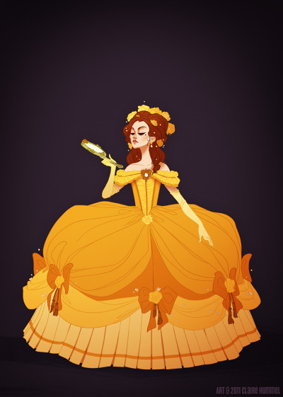  I can’t explain it, but reinterpreting Disney princess outfits through a more historically accurate lens really, really appeals to me. Beauty and the Beast has always hovered hesitantly in the late 18th century (especially in the earlier concept art), so I redid Belle’s gold dress to match 1770’s French court fashion.  Gonna start posting my art like a good little illustrator.
