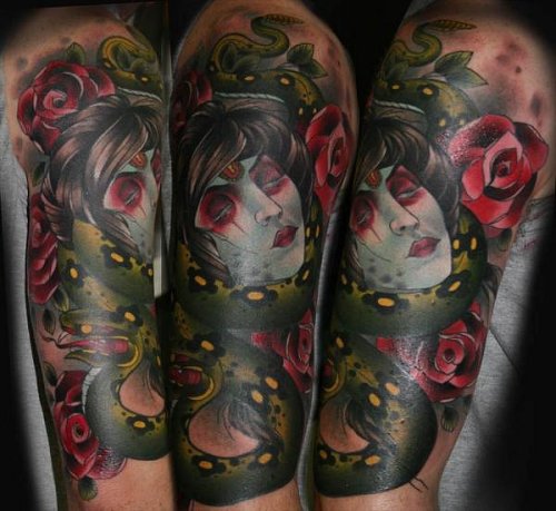 Lady snake tattoo by