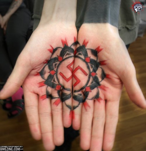 reclaimtheswastika Hand tattoo via ModBlog i feel like this person got 