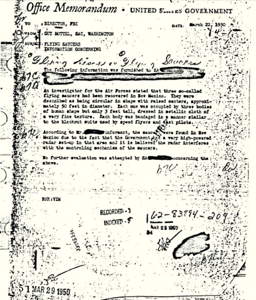 roswell ufo incident. FBI Confirms Roswell UFO