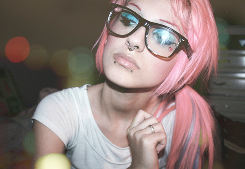 Hair With Glasses. #pink hair #blue hair #pink