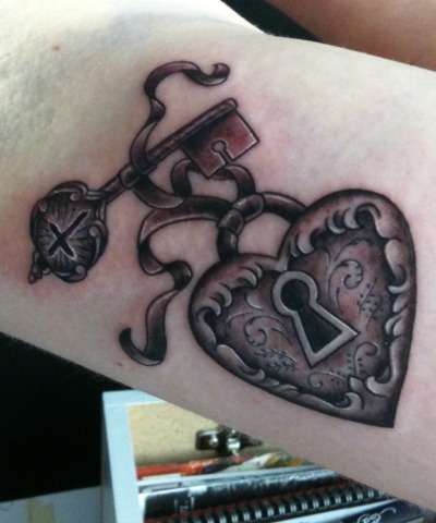 Couples Tattoos Ideas on Love Tattoo Heart Lock And Key Designs Tattoo