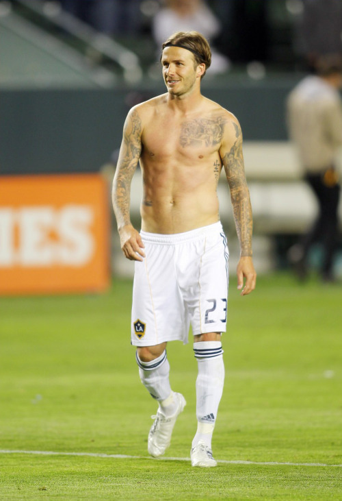 david beckham tattoos chest. tiren: David Beckham Shows Off