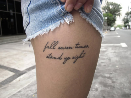  quote tattoo thigh cute