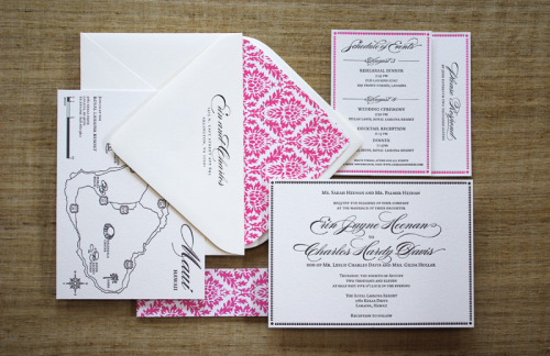 Just completed a fun invitation suite for a wedding in Maui with a custom