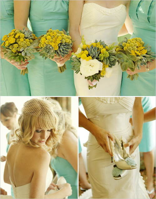 Yellow Mint Wedding Color Inspiration via Crafty Yellow Teal 