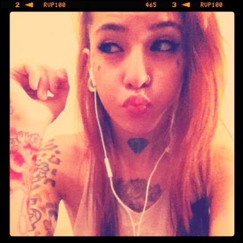 lets try that again tattoo lips headphones luiibadass Taken with 