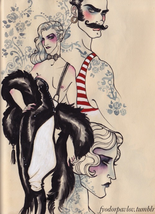 Another sketchbook page from hurricane lockdown. Some freak show babies.