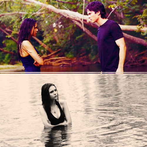delenawhore:delena-love-nian: “Nope — Dobrev wasn’t just taking an impromptu behind-the-scenes dip to escape the Atlanta heat” “Here’s what we can tell you: yes, it’s a happy (and dare we say, flirtatious!) moment between Damon and Elena, despite her scowl in the photo.” (x)